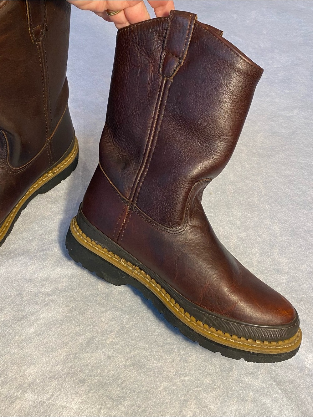 Georgia Boot Brown Leather Work Boots soft toe with Teal Lining - Picture 9 of 10
